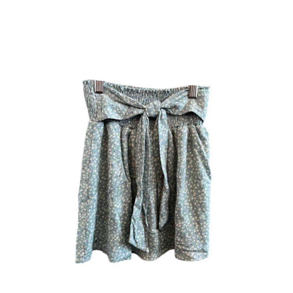 NEW FOR ALL SEASONS girl's elastic waist floral mini skirt in blue